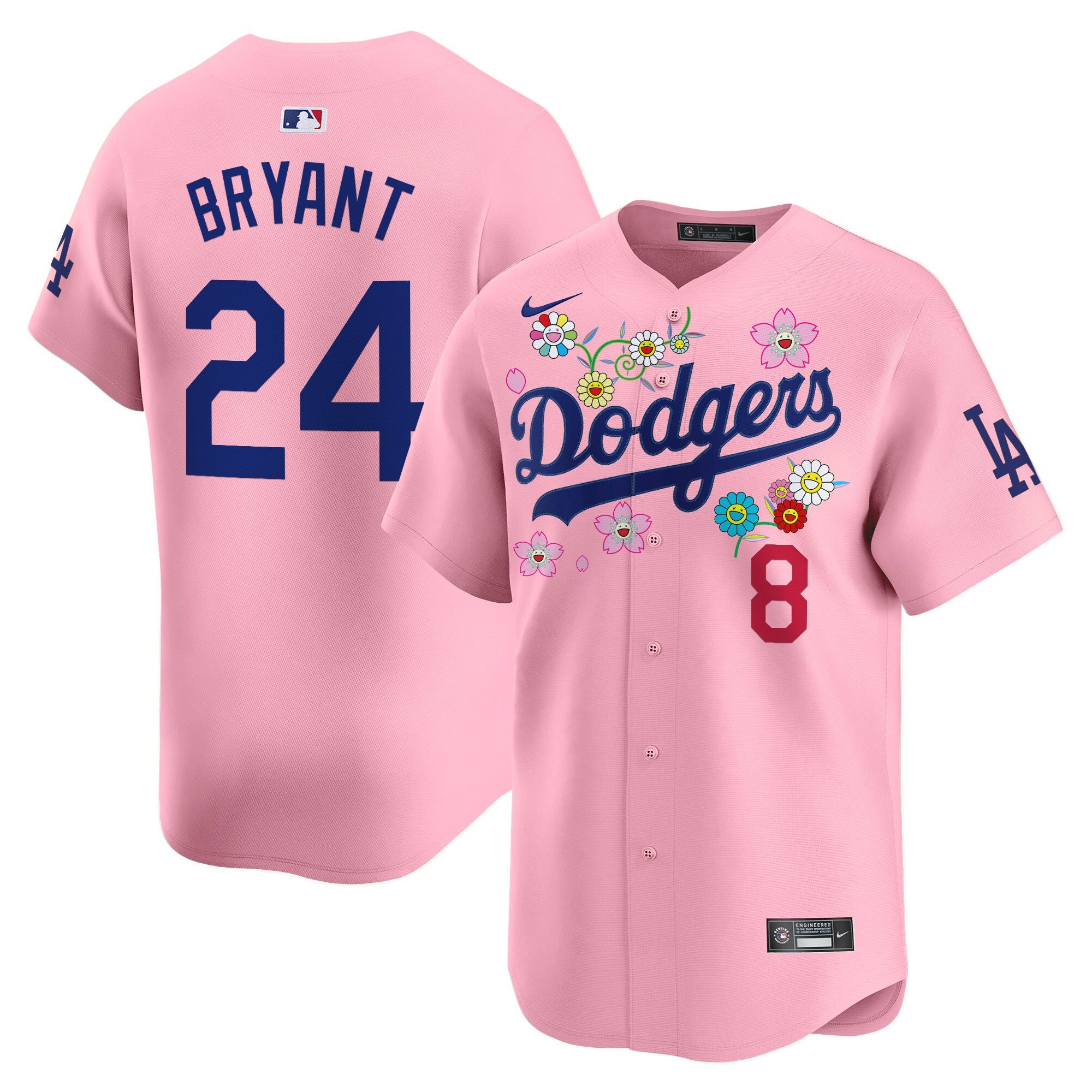 Men's Dodgers x Takashi Murakami 2025 Vapor Premier Limited Jersey - Stitched - Cherry Blossom, Kobe Bryant