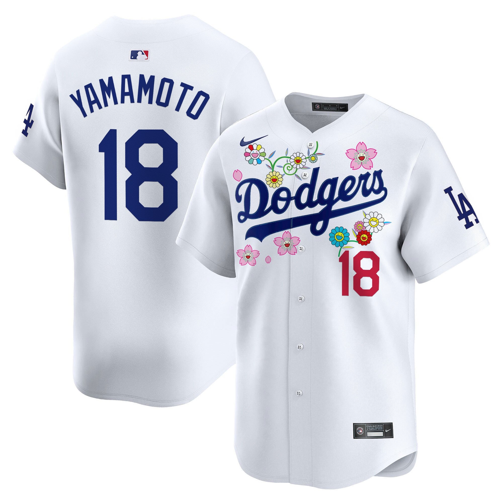 Men's Dodgers x Takashi Murakami 2025 Vapor Premier Limited Jersey - Stitched - White, Yamamoto