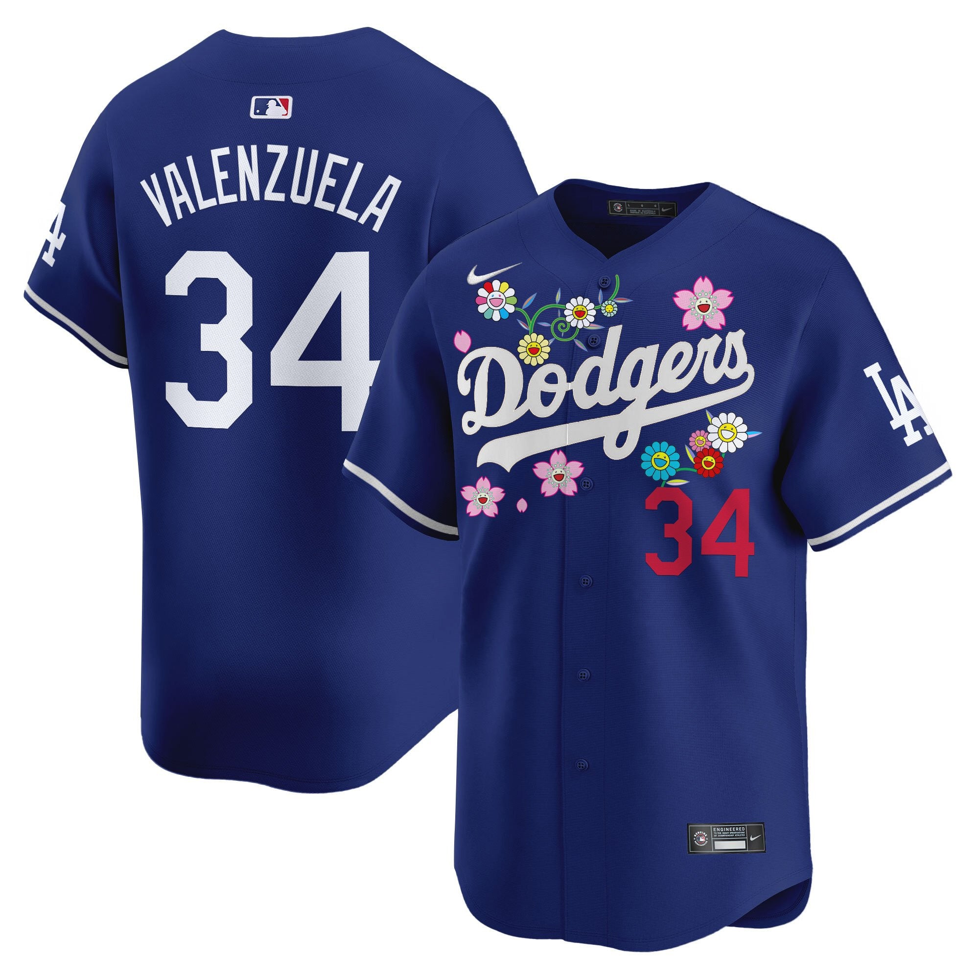 Men's Dodgers x Takashi Murakami 2025 Vapor Premier Limited Jersey - Stitched - Royal, Fernando Valenzuela