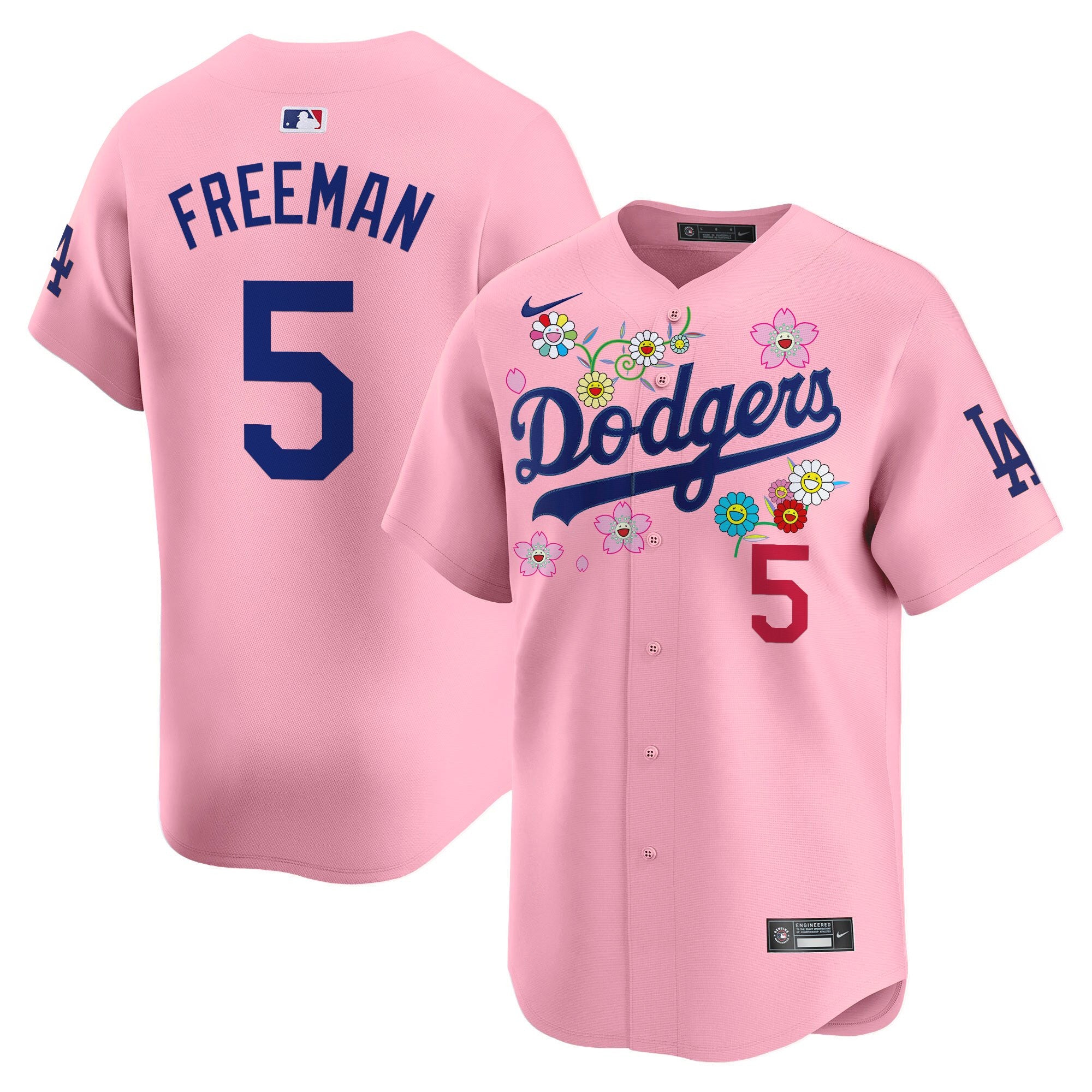 Men's Dodgers x Takashi Murakami 2025 Vapor Premier Limited Jersey - Stitched - Cherry Blossom, Freddie Freeman