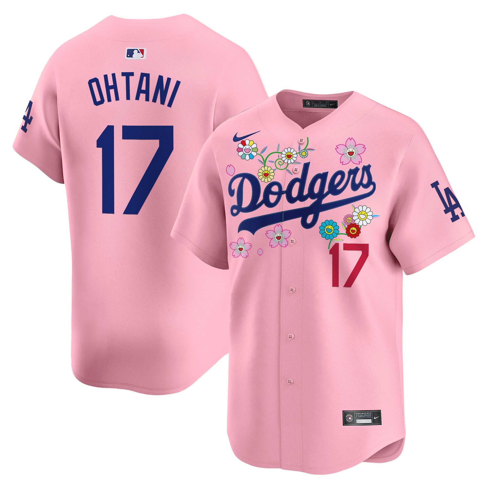 Men's Dodgers x Takashi Murakami 2025 Vapor Premier Limited Jersey - Stitched - Cherry Blossom, Shohei Ohtani