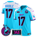 Men's Dolphins "Dan the Man Record Breaker" Patch Vapor Limited Jersey - All Stitched - Aqua Alternate, Jaylen Waddle
