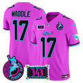 Men's Dolphins "Dan the Man Record Breaker" Patch Vapor Limited Jersey - All Stitched - Pink, Jaylen Waddle