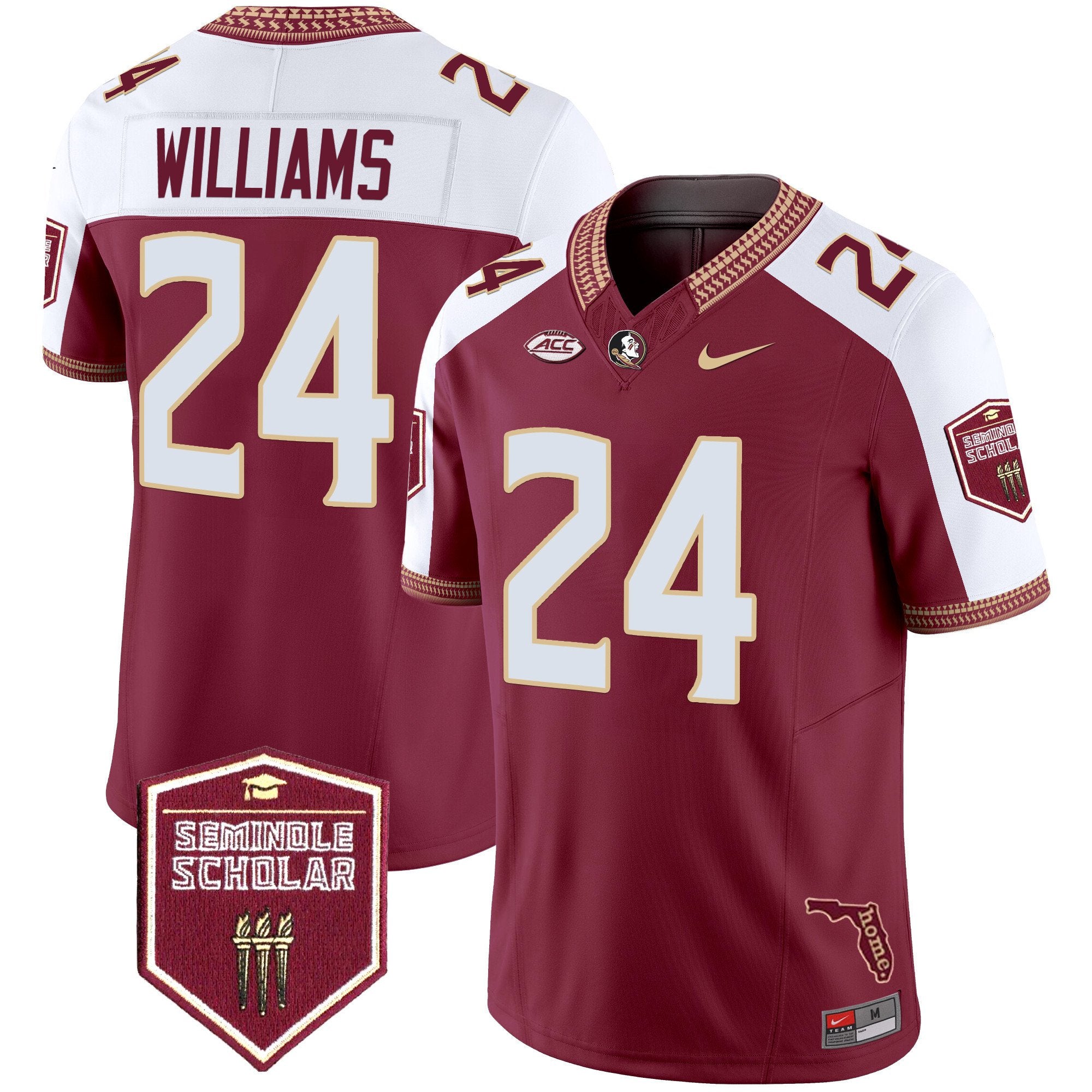 Men's Florida State Seminoles 2024 Seminole Scholar Patch Vapor Limited Jersey - All Stitched