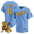 Men's Kansas City Royals Sluggerrr Patch Vapor Premier Limited Jersey - All Stitched - Light Blue, Maikel Garcia