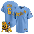 Men's Kansas City Royals Sluggerrr Patch Vapor Premier Limited Jersey - All Stitched - Light Blue, Jonathan India