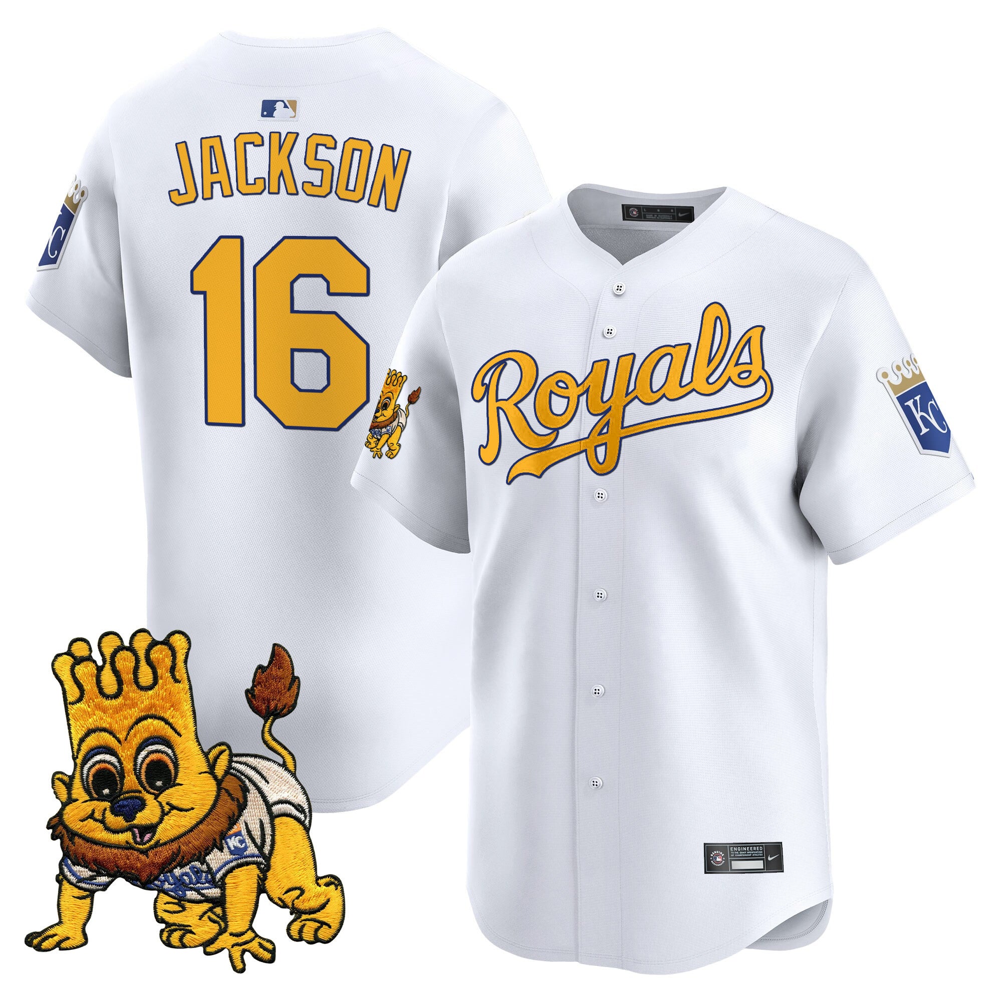 Men's Kansas City Royals Sluggerrr Patch Vapor Premier Limited Jersey - All Stitched - White, Bo Jackson