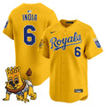 Men's Kansas City Royals Sluggerrr Patch Vapor Premier Limited Jersey - All Stitched - Gold, Jonathan India