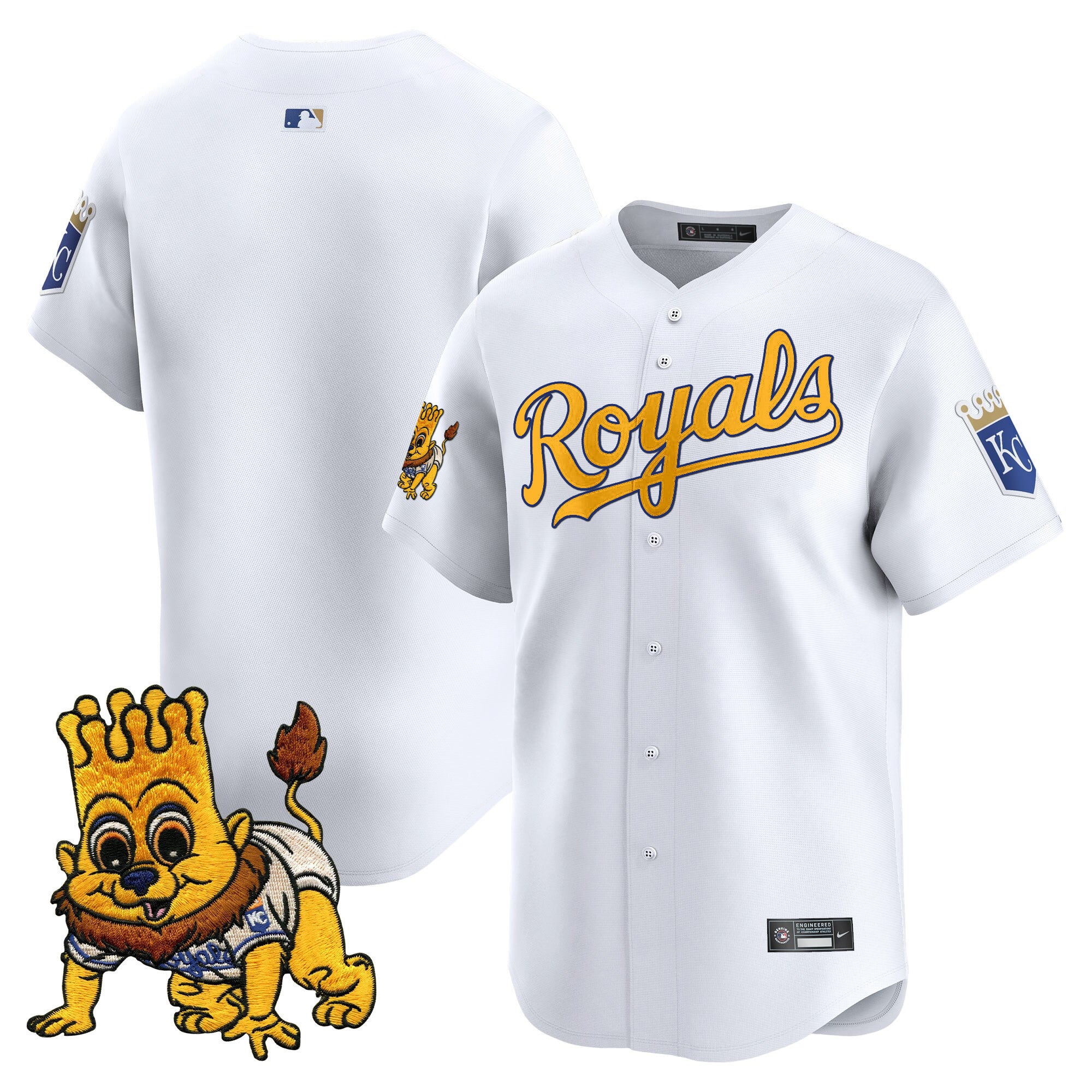 Men's Kansas City Royals Sluggerrr Patch Vapor Premier Limited Jersey - All Stitched - White, Team
