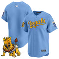 Men's Kansas City Royals Sluggerrr Patch Vapor Premier Limited Jersey - All Stitched - Light Blue, Team