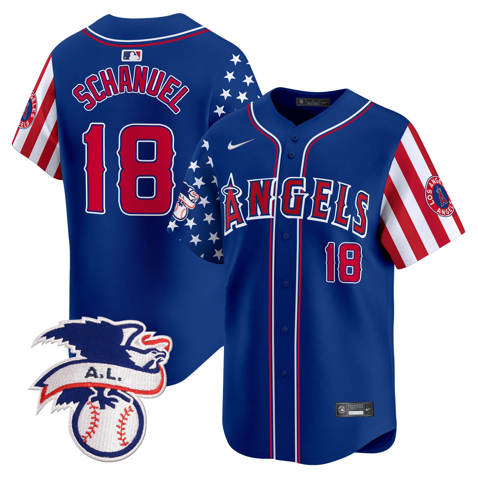 Men's Los Angeles Angels 2024 Fourth of July Vapor Premier Limited Jersey - All Stitched - Royal, Nolan Schanuel