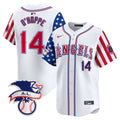 Men's Los Angeles Angels 2024 Fourth of July Vapor Premier Limited Jersey - All Stitched - White, Logan O'Hoppe