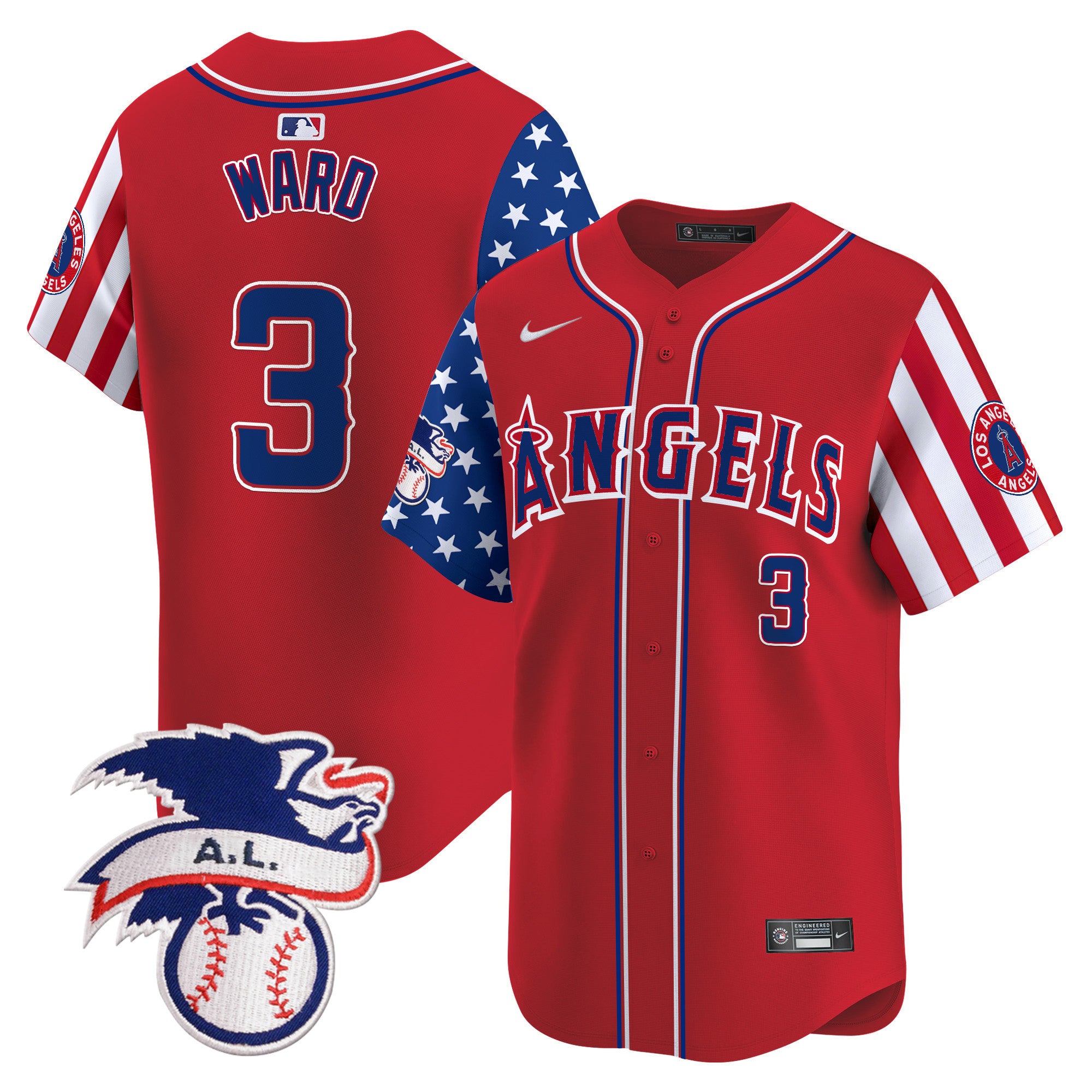 Men's Los Angeles Angels 2024 Fourth of July Vapor Premier Limited Jersey - All Stitched - Red, Taylor Ward