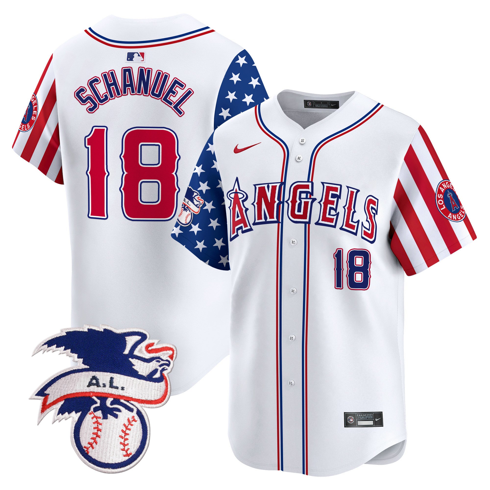 Men's Los Angeles Angels 2024 Fourth of July Vapor Premier Limited Jersey - All Stitched - White, Nolan Schanuel