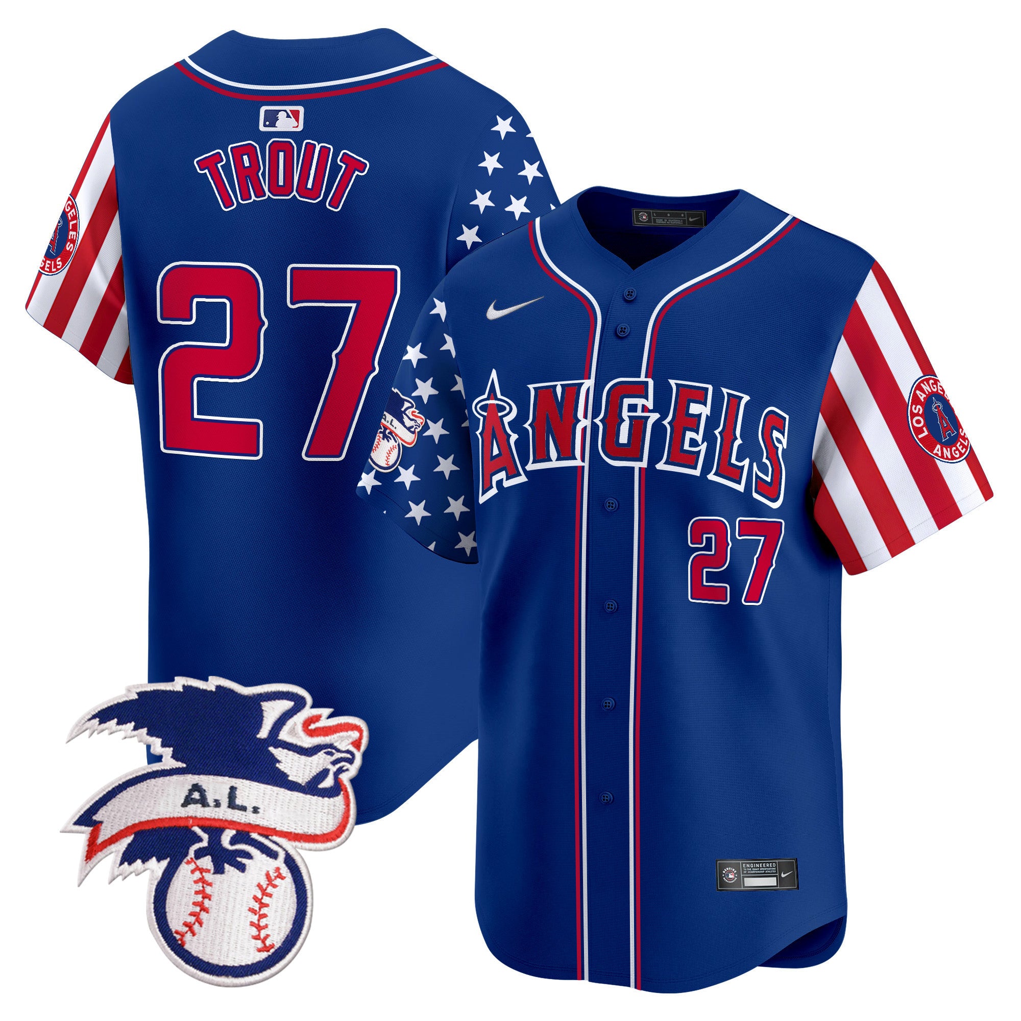 Men's Los Angeles Angels 2024 Fourth of July Vapor Premier Limited Jersey - All Stitched - Royal, Mike Trout