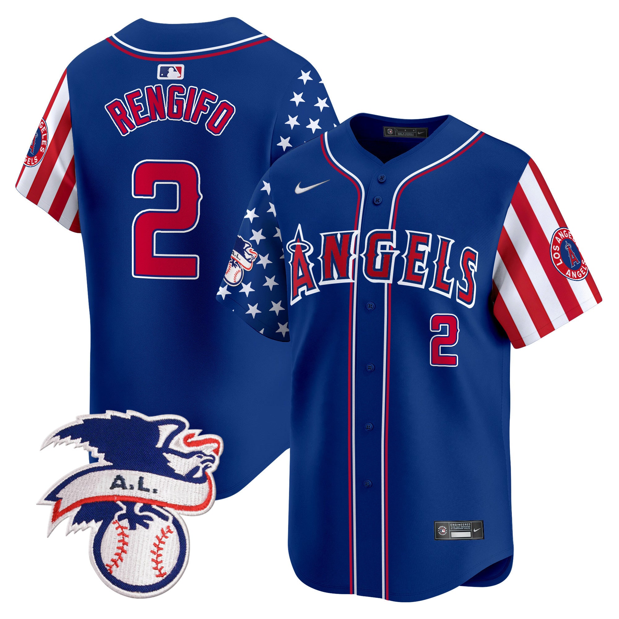 Men's Los Angeles Angels 2024 Fourth of July Vapor Premier Limited Jersey - All Stitched - Royal, Luis Rengifo