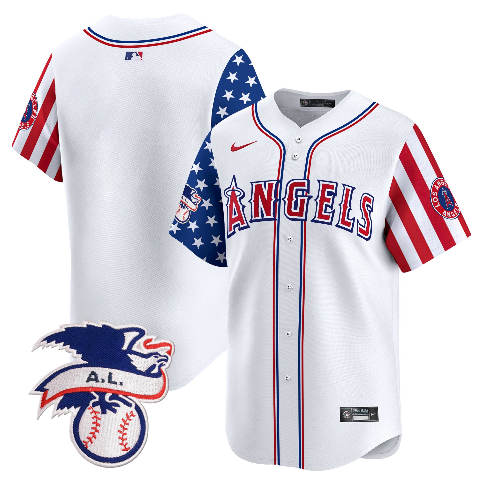 Men's Los Angeles Angels 2024 Fourth of July Vapor Premier Limited Jersey - All Stitched - White, Team
