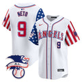 Men's Los Angeles Angels 2024 Fourth of July Vapor Premier Limited Jersey - All Stitched - White, Zach Neto