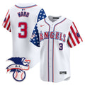 Men's Los Angeles Angels 2024 Fourth of July Vapor Premier Limited Jersey - All Stitched - White, Taylor Ward