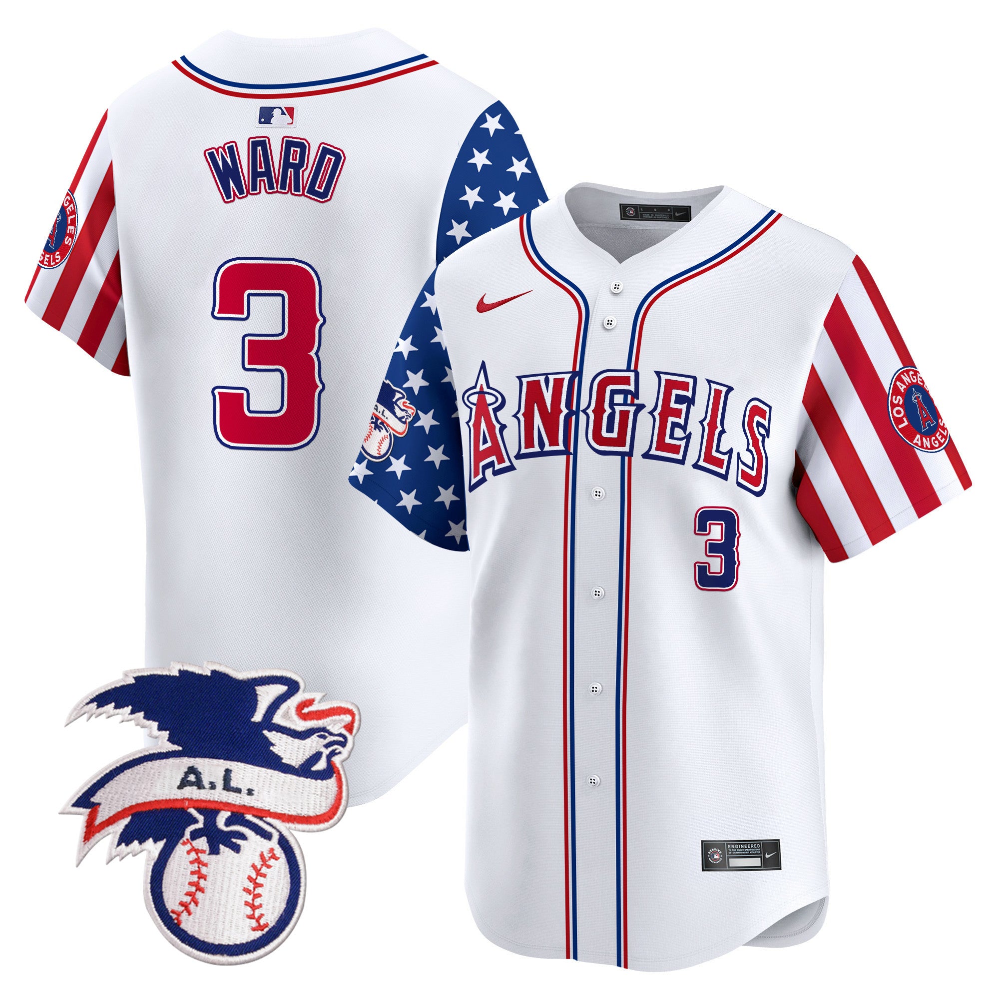 Men's Los Angeles Angels 2024 Fourth of July Vapor Premier Limited Jersey - All Stitched - White, Taylor Ward