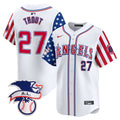 Men's Los Angeles Angels 2024 Fourth of July Vapor Premier Limited Jersey - All Stitched - White, Mike Trout
