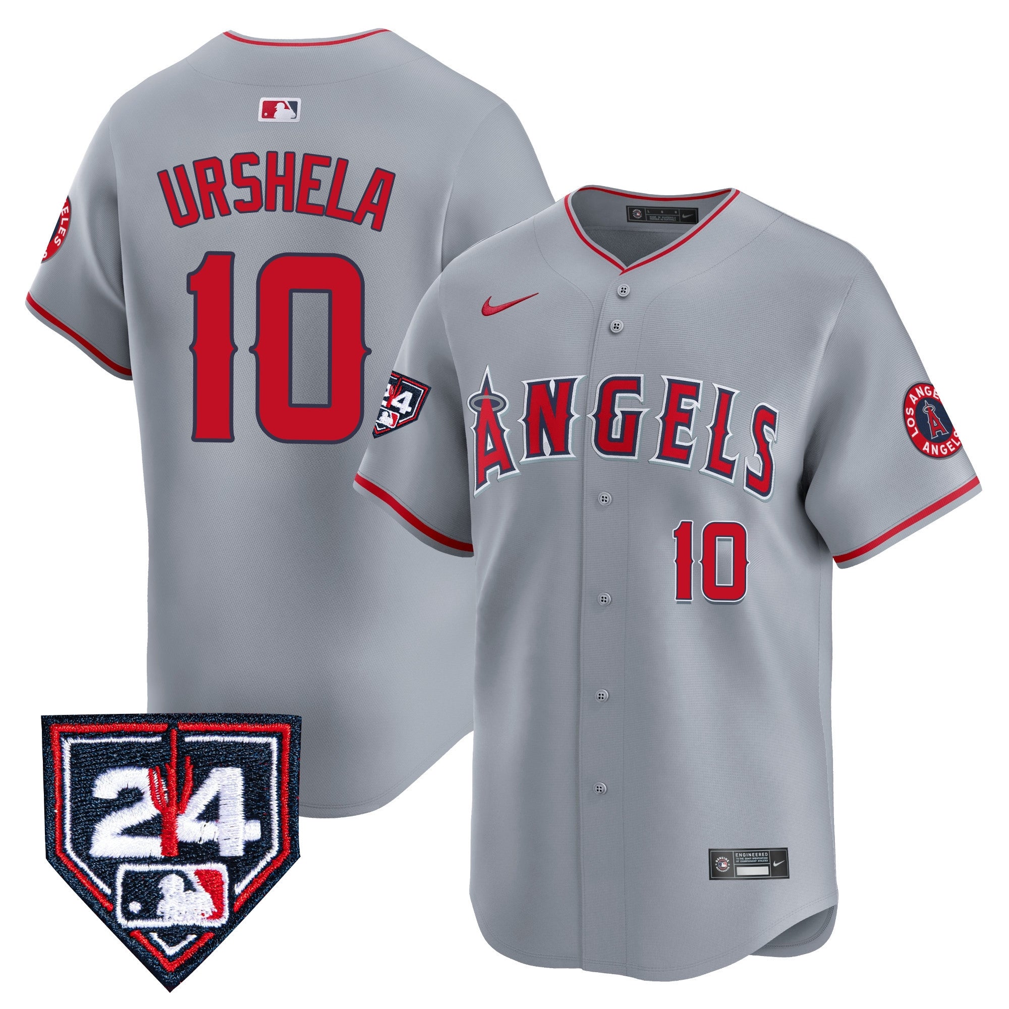 Men's Los Angeles Angels 2024 Spring Training Patch Vapor Premier Limited Jersey - All Stitched - Gray, Gio Urshela