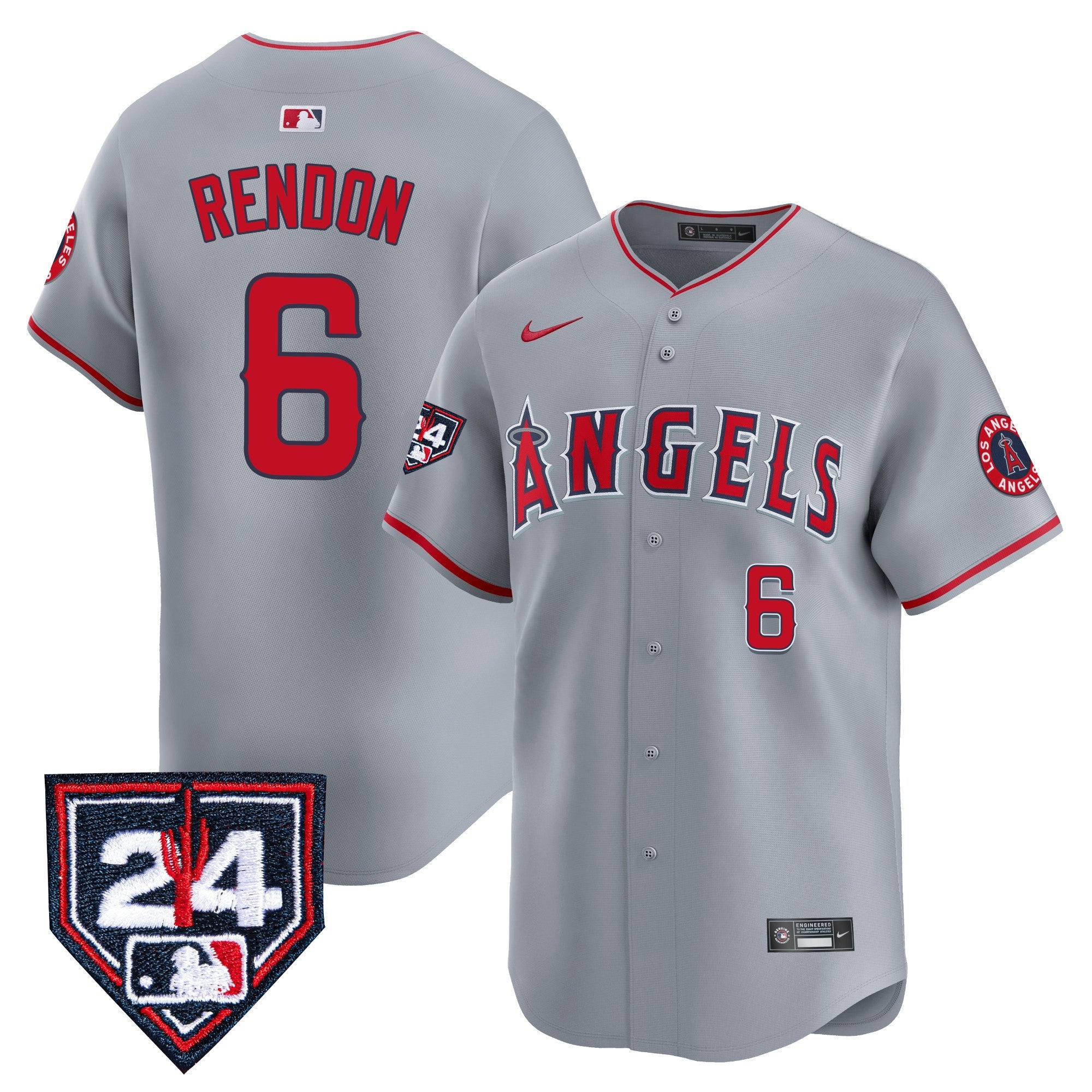 Men's Los Angeles Angels 2024 Spring Training Patch Vapor Premier Limited Jersey - All Stitched - Gray, Anthony Rendon