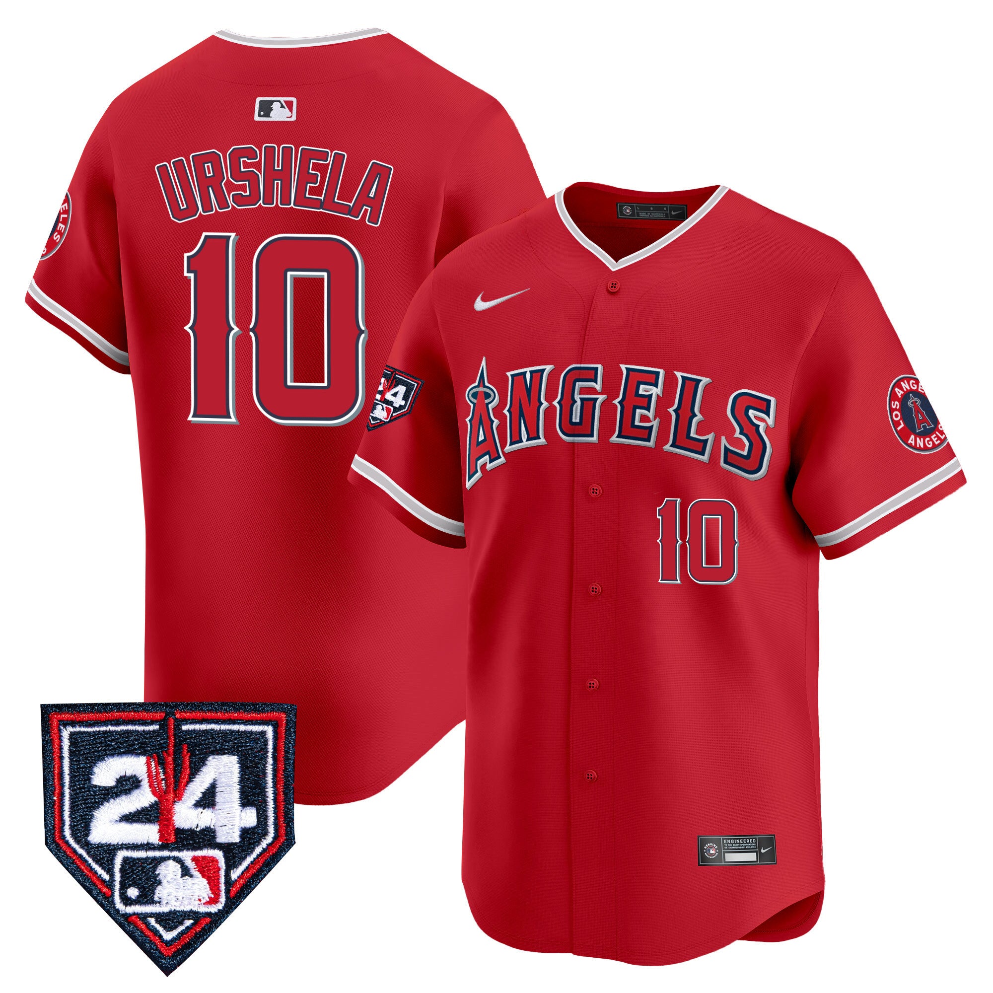Men's Los Angeles Angels 2024 Spring Training Patch Vapor Premier Limited Jersey - All Stitched - Red, Gio Urshela