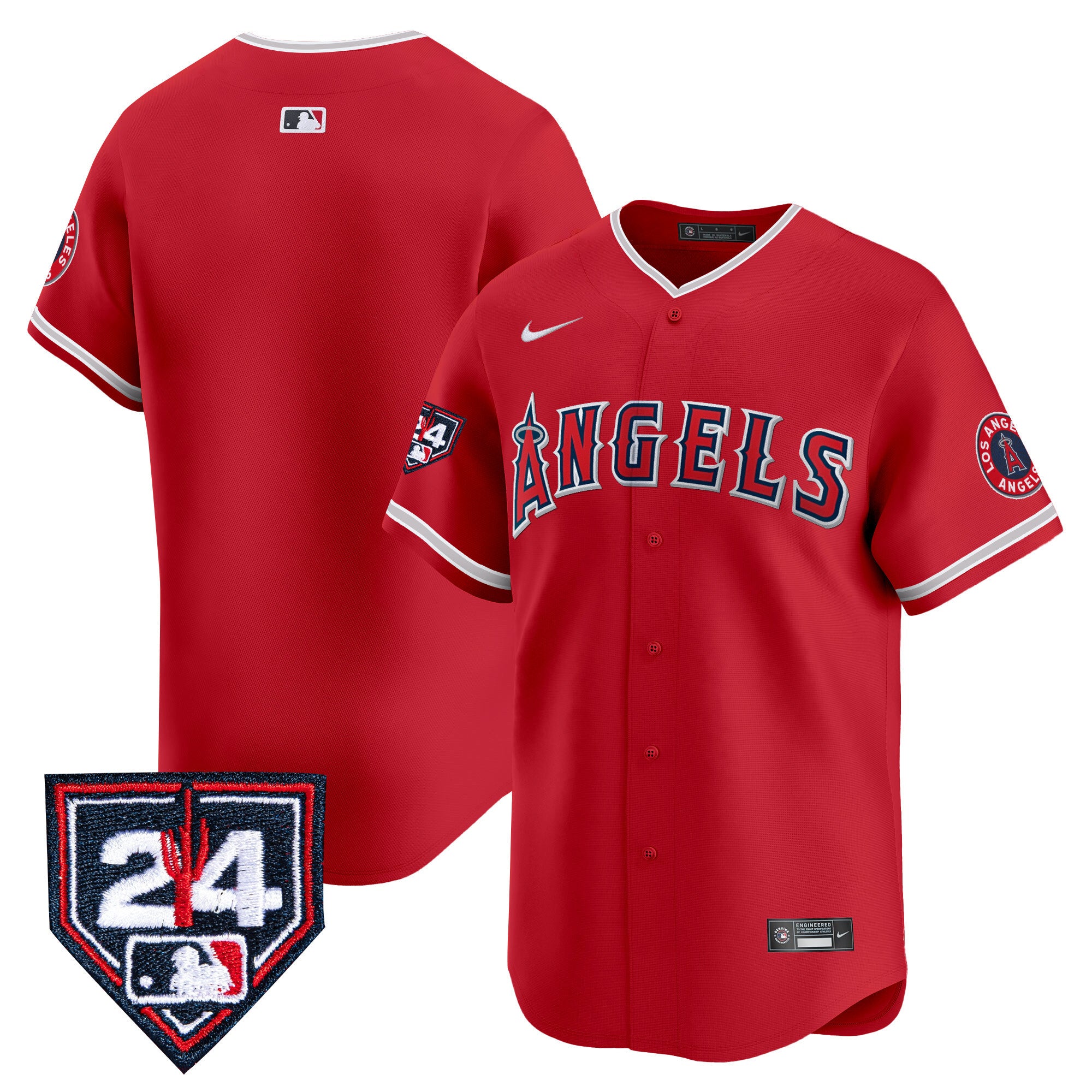 Men's Los Angeles Angels 2024 Spring Training Patch Vapor Premier Limited Jersey - All Stitched - Red, Team