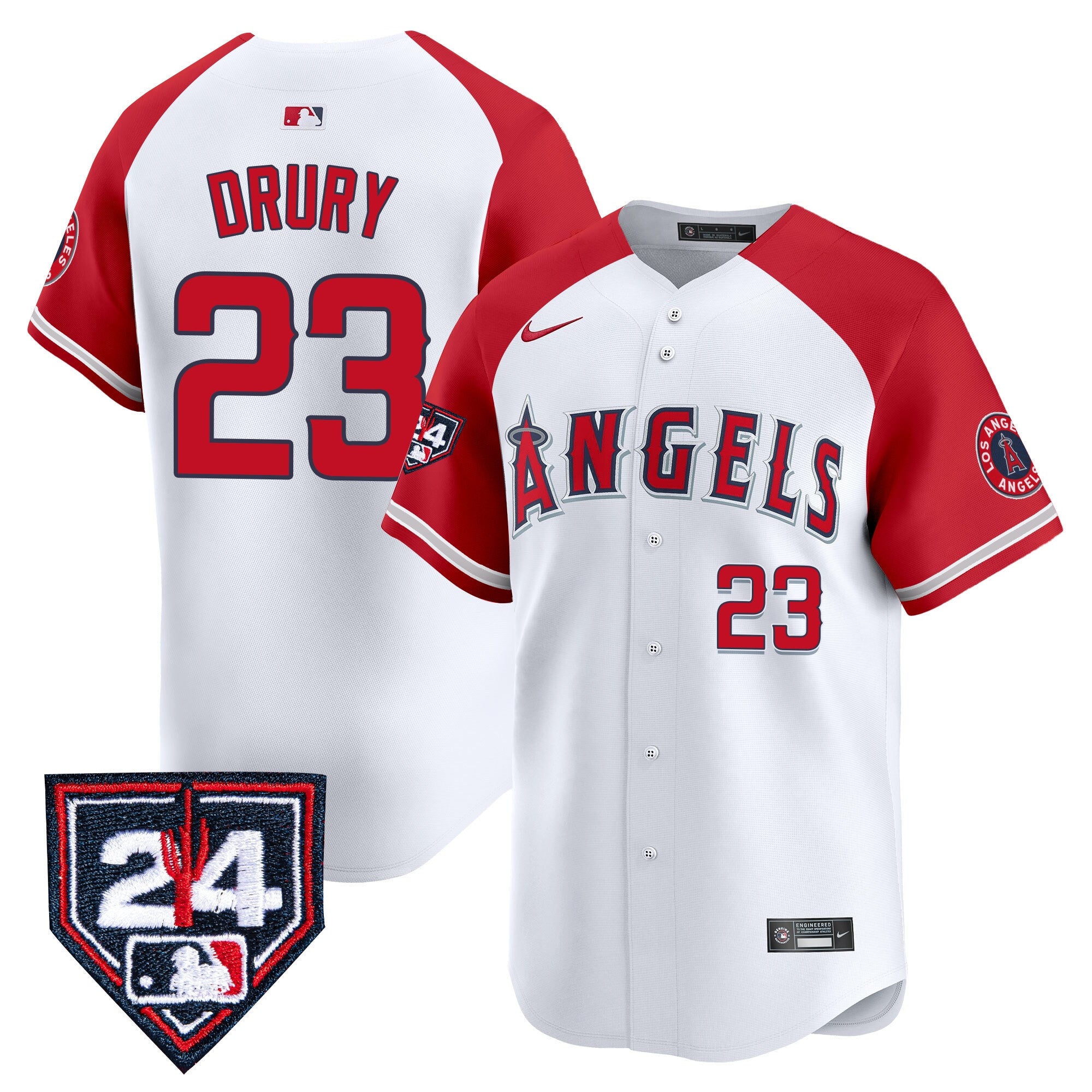 Men's Los Angeles Angels 2024 Spring Training Patch Vapor Premier Limited Jersey - All Stitched - White Alternate, Brandon Drury