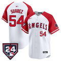 Men's Los Angeles Angels 2024 Spring Training Patch Vapor Premier Limited Jersey - All Stitched - White Alternate, José Suarez