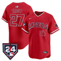 Men's Los Angeles Angels 2024 Spring Training Patch Vapor Premier Limited Jersey - All Stitched - Red, Mike Trout