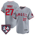 Men's Los Angeles Angels 2024 Spring Training Patch Vapor Premier Limited Jersey - All Stitched - Gray, Mike Trout