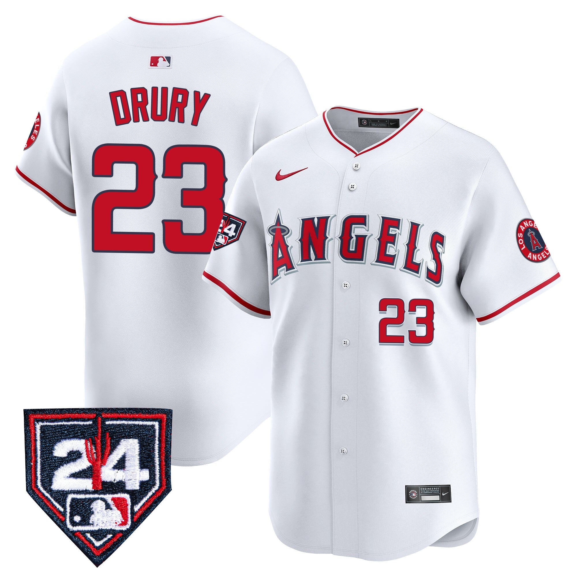 Men's Los Angeles Angels 2024 Spring Training Patch Vapor Premier Limited Jersey - All Stitched - White, Brandon Drury
