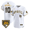 Men's Los Angeles Angels 2024 Spring Training Patch Vapor Premier Limited Jersey - All Stitched - White Gold, Gio Urshela