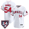 Men's Los Angeles Angels 2024 Spring Training Patch Vapor Premier Limited Jersey - All Stitched - White, José Suarez