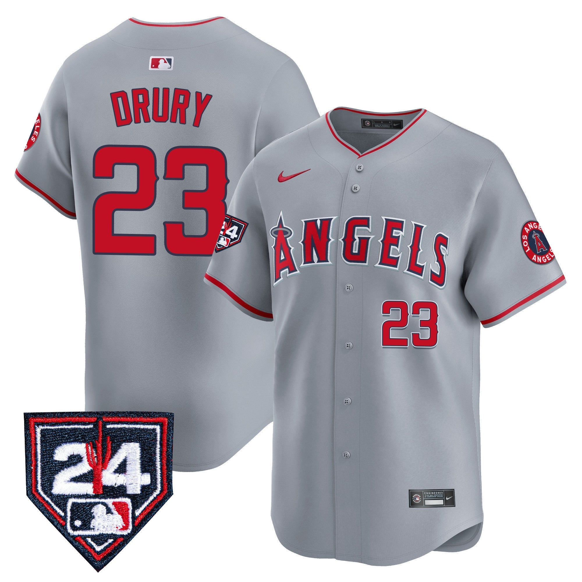 Men's Los Angeles Angels 2024 Spring Training Patch Vapor Premier Limited Jersey - All Stitched - Gray, Brandon Drury