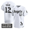 Men's Los Angeles Angels 'Gothic Halo Edition' Vapor Premier Limited Jersey - All Stitched - White, Jorge Soler