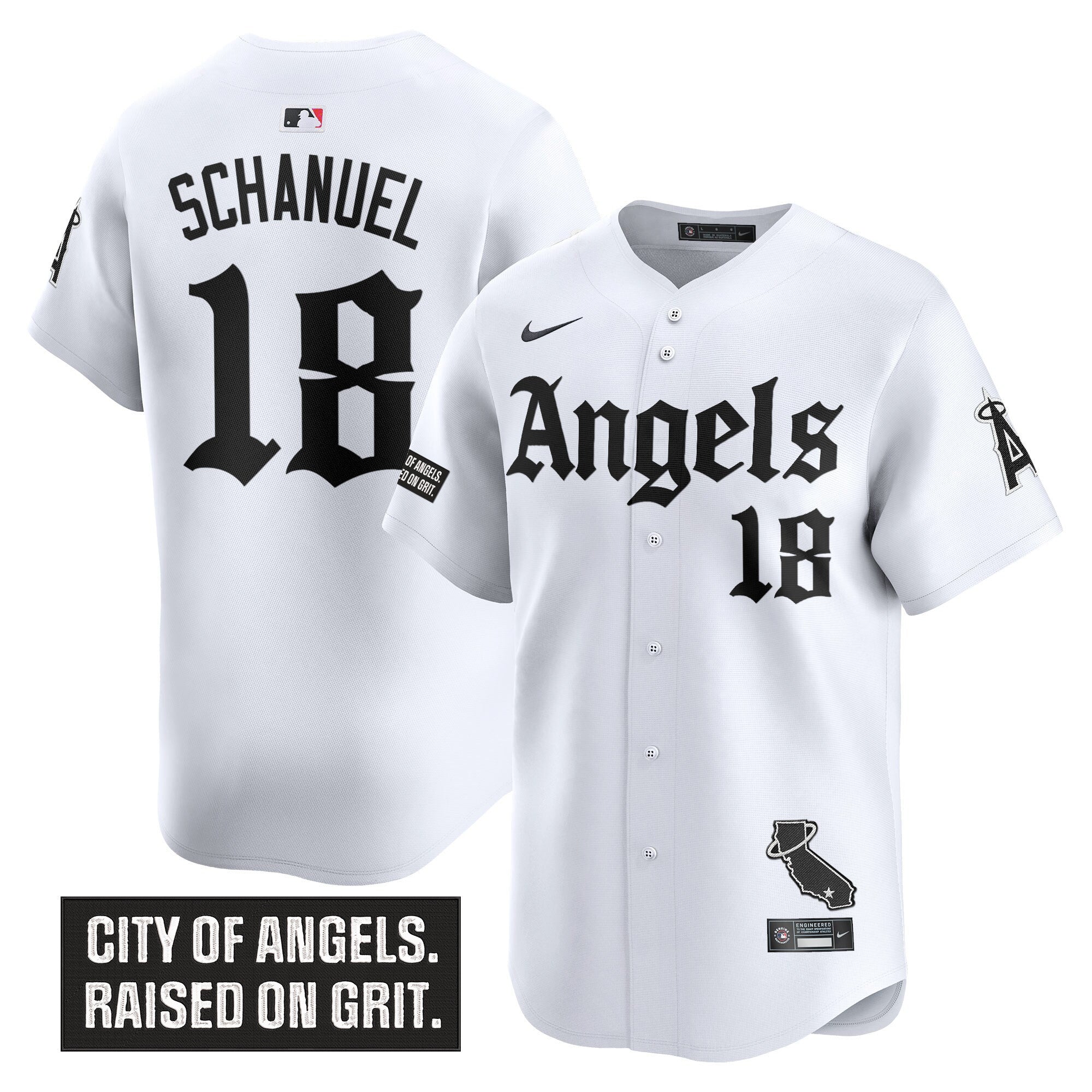 Men's Los Angeles Angels 'Gothic Halo Edition' Vapor Premier Limited Jersey - All Stitched - White, Nolan Schanuel