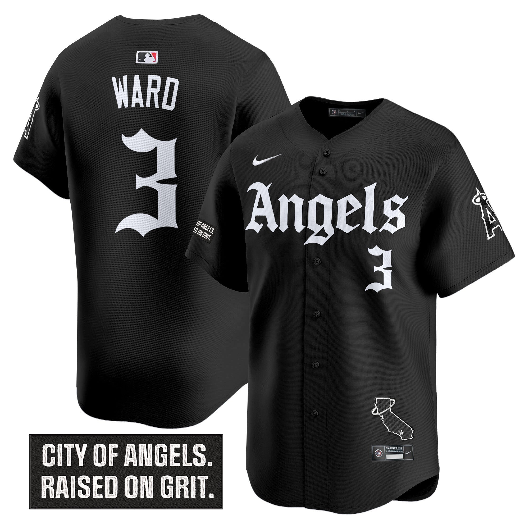 Men's Los Angeles Angels 'Gothic Halo Edition' Vapor Premier Limited Jersey - All Stitched - Black, Taylor Ward
