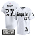 Men's Los Angeles Angels 'Gothic Halo Edition' Vapor Premier Limited Jersey - All Stitched - White, Mike Trout