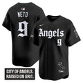Men's Los Angeles Angels 'Gothic Halo Edition' Vapor Premier Limited Jersey - All Stitched - Black, Zach Neto