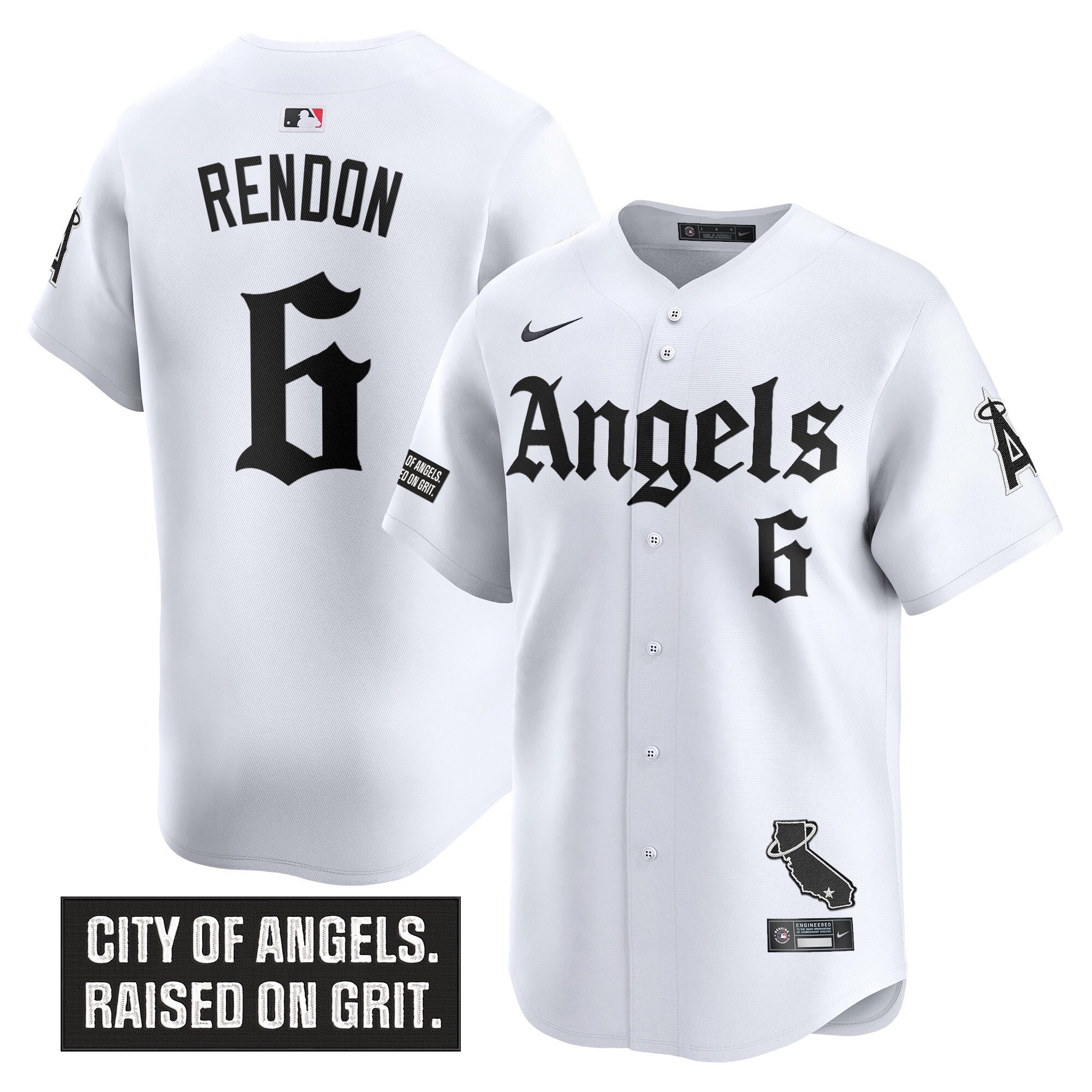 Men's Los Angeles Angels 'Gothic Halo Edition' Vapor Premier Limited Jersey - All Stitched - White, Anthony Rendon