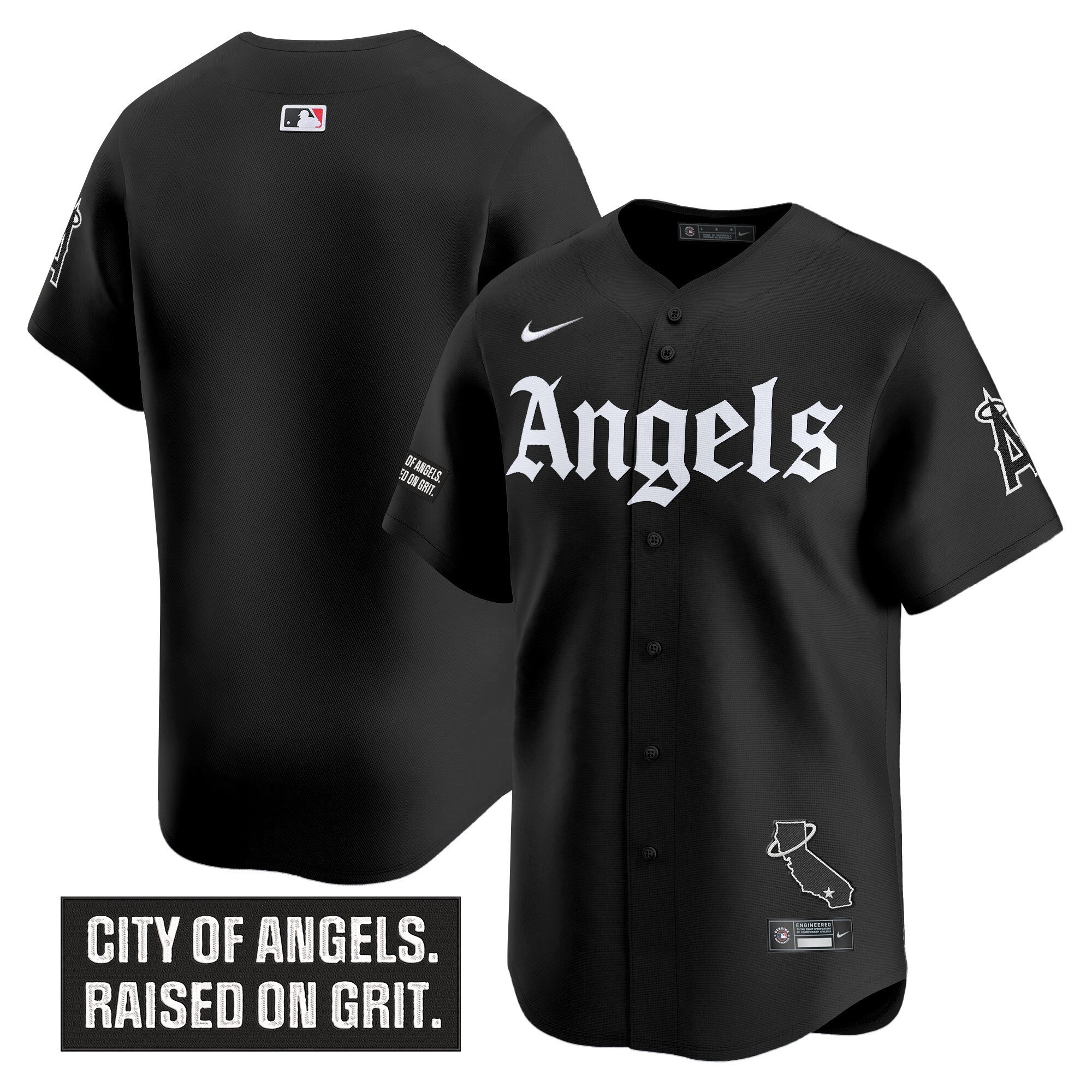 Men's Los Angeles Angels 'Gothic Halo Edition' Vapor Premier Limited Jersey - All Stitched - Black, Team
