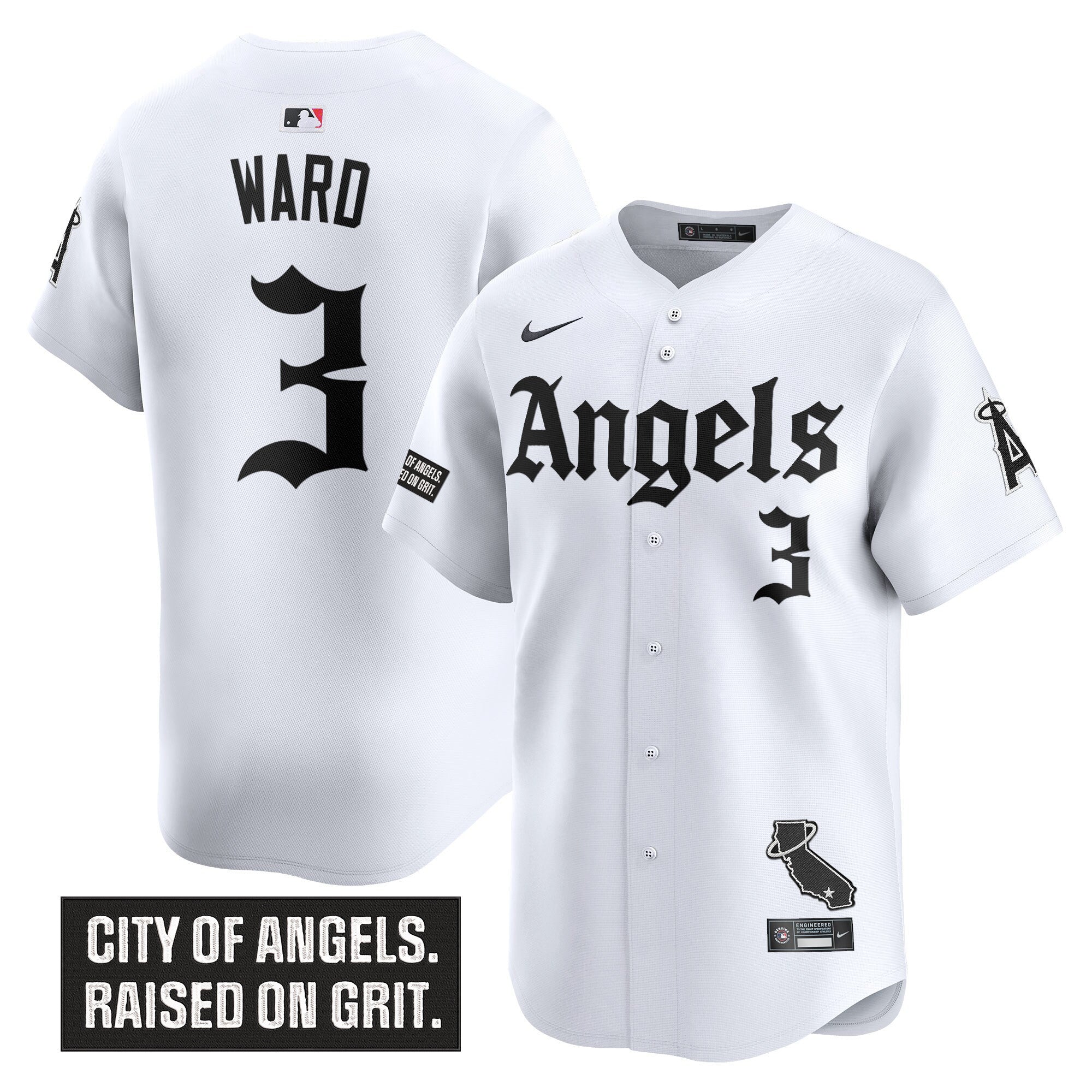 Men's Los Angeles Angels 'Gothic Halo Edition' Vapor Premier Limited Jersey - All Stitched - White, Taylor Ward