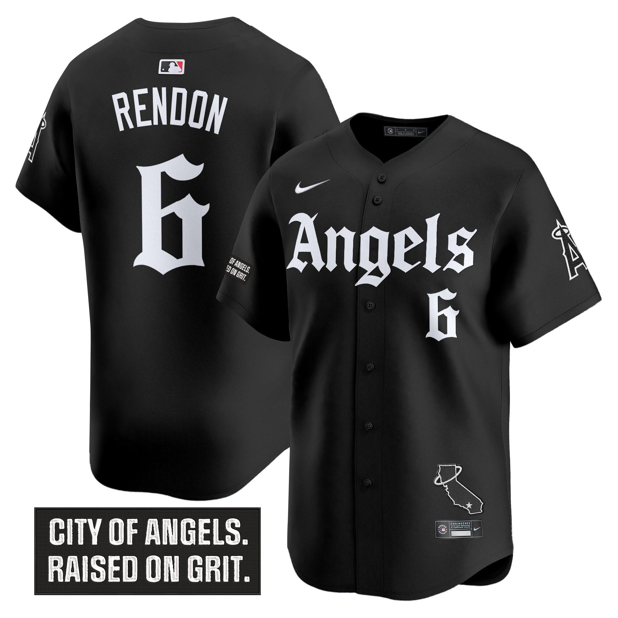 Men's Los Angeles Angels 'Gothic Halo Edition' Vapor Premier Limited Jersey - All Stitched - Black, Anthony Rendon