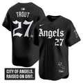 Men's Los Angeles Angels 'Gothic Halo Edition' Vapor Premier Limited Jersey - All Stitched - Black, Mike Trout