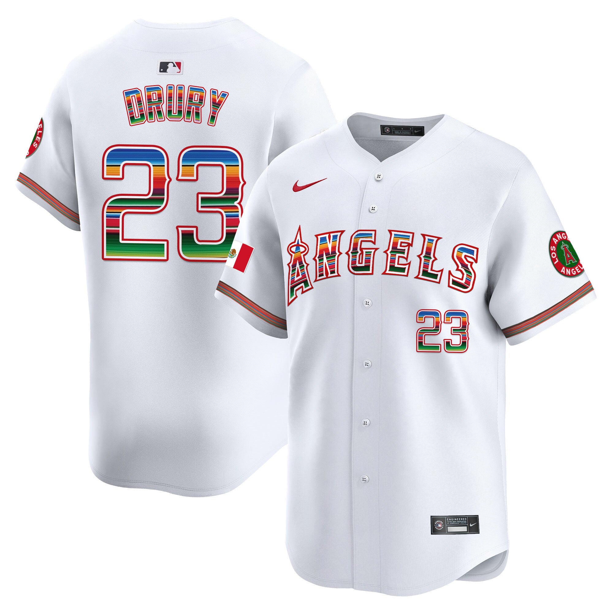 Men's Los Angeles Angels Mexico Vapor Premier Limited Jersey - All Stitched - White, Brandon Drury