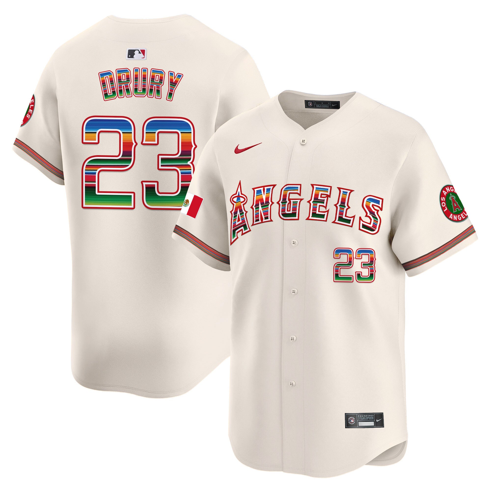 Men's Los Angeles Angels Mexico Vapor Premier Limited Jersey - All Stitched - Cream, Brandon Drury