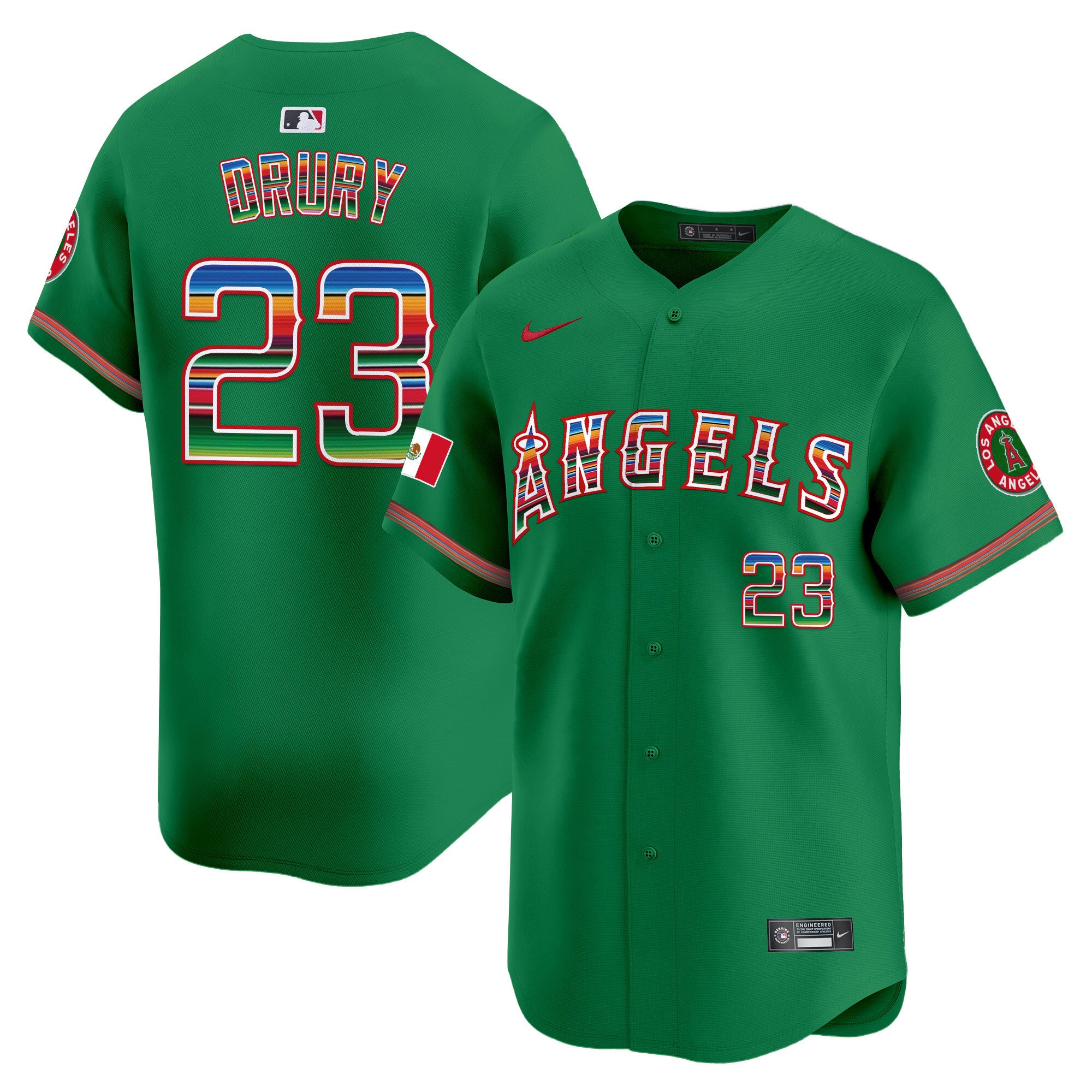 Men's Los Angeles Angels Mexico Vapor Premier Limited Jersey - All Stitched - Green, Brandon Drury